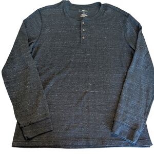 EUC Sonoma Men's XXL Charcoal Gray Classic Fit Waffle Knit Long Sleeve Henley